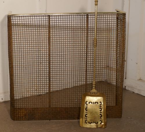 fig 2. A Petite High Victorian Nursery Fire Guard, Brass Fender and Shovel