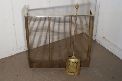 fig 3. A Petite High Victorian Nursery Fire Guard, Brass Fender and Shovel