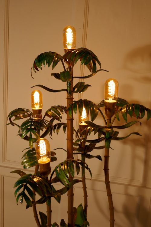 fig 3. A Tall Unusual French Conservatory Painted Toleware Floor Lamp