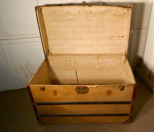 fig 3. A Large 19th Century French Canvas Dome Top Travel Trunk, Lion Brand