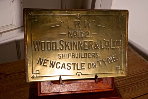 19th Century Brass Boat Builders Ships Name Plaque “Irk”