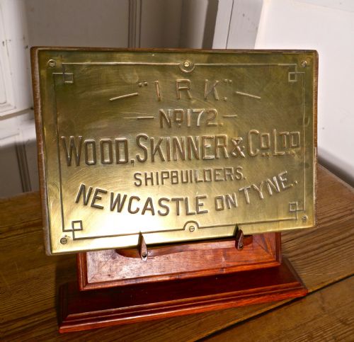 fig 1. 19th Century Brass Boat Builders Ships Name Plaque “IRK”