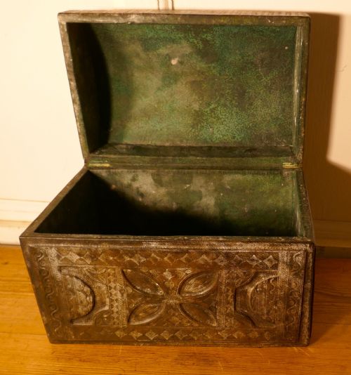 fig 3. Dome Top Tooled Moroccan Leather Treasure Chest
