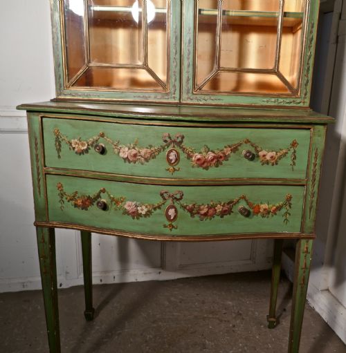fig 2. Edwardian Hand Painted Cabinet on Chest of Drawers