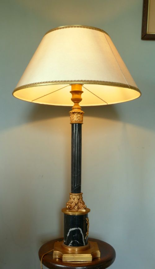 Very Tall Marble Corinthian Column Table Lamp