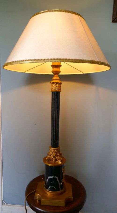 fig 1. Very Tall Marble Corinthian Column Table Lamp