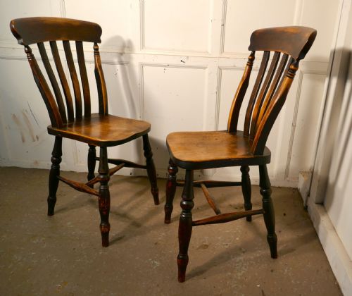 fig 1. A pair of Victorian Beech & Elm Splat Back Chairs