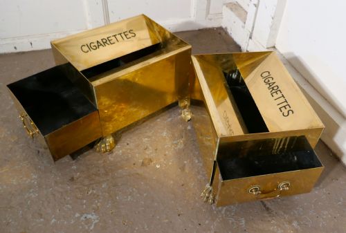 fig 1. Set of 4 Art Deco Vintage Brass Hotel Floor AshTrays