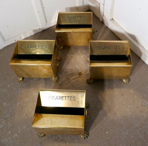 Set of 4 Art Deco Vintage Brass Hotel Floor Ashtrays