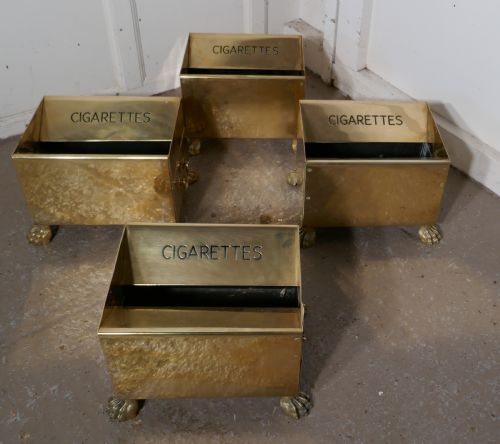 fig 4. Set of 4 Art Deco Vintage Brass Hotel Floor AshTrays