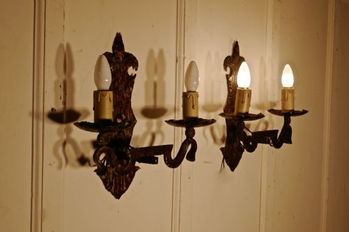 fig 1. A Superb pair of French Arts and Crafts Gothic Iron Wall Lights