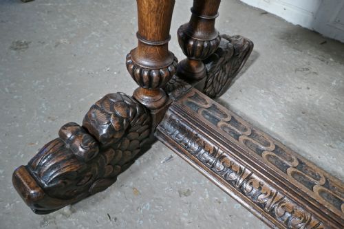 fig 3. 19th Century Green Man Carved Golden Oak Hall or Centre Table