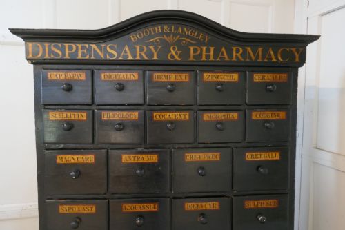 fig 1. 19th Century Chemist Drawers 37 Drawer, Painted Pharmacists Cabinet