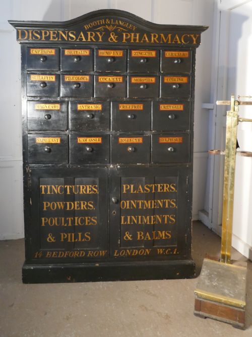 fig 4. 19th Century Chemist Drawers 37 Drawer, Painted Pharmacists Cabinet
