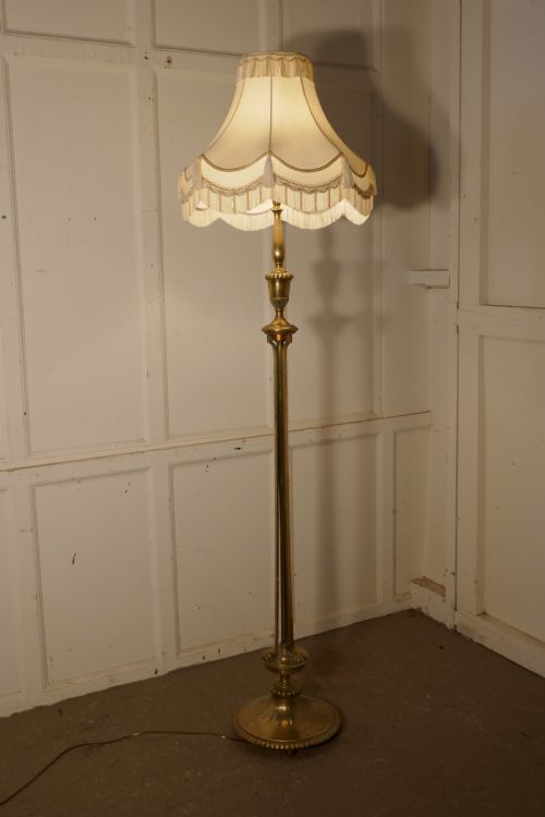Arts and Crafts Brass Floor Lamp, Regency Style Standard Lamp