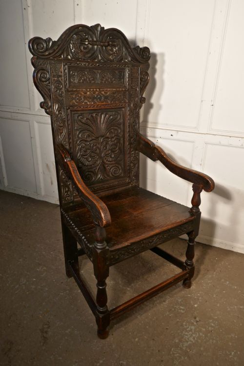 17th Century Carved Oak Wainscot Chair
