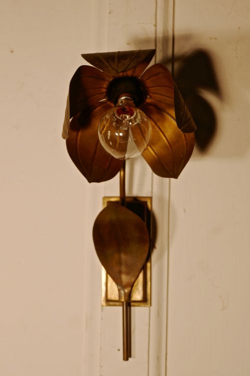fig 3. A Pair of French Art Deco Toleware Sunflower Wall Lights