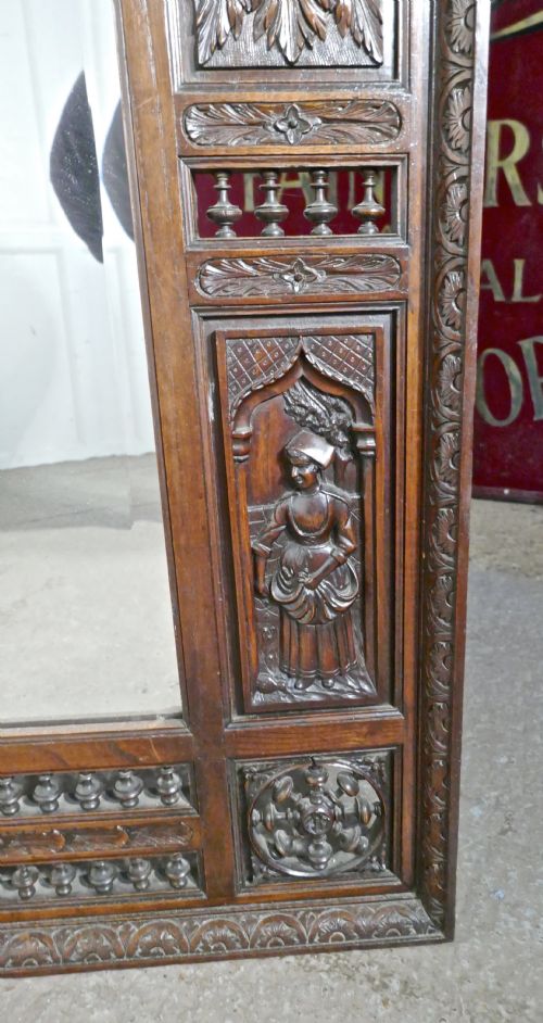 fig 1. Very Large Bretton Carved Oak Wall Mirror