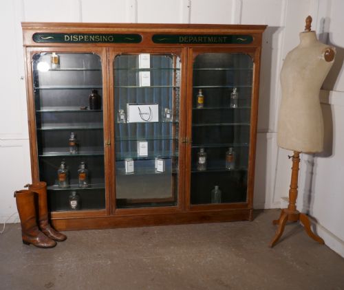 fig 3. 3 Door Edwardian Glazed Mahogany Chemists Pharmacy Cabinet