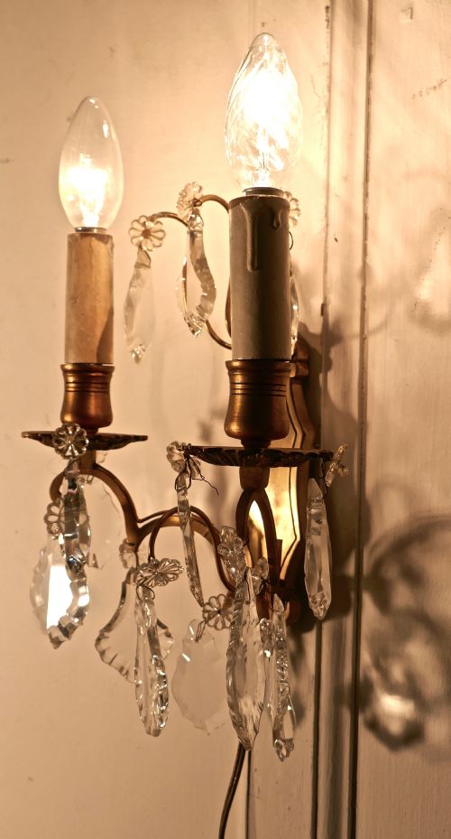 fig 1. A Set of 3 Twin Wall Chandeliers, Three Double Sconce WallLights