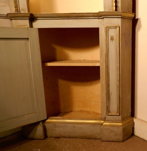 fig 3. Edwardian Hand Painted Barrel Back Shelved Corner Cupboard