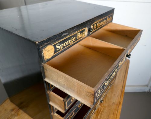 fig 1. 19th Century Chemist Shop Drawers, 7 Drawer Pharmacists Cabinet