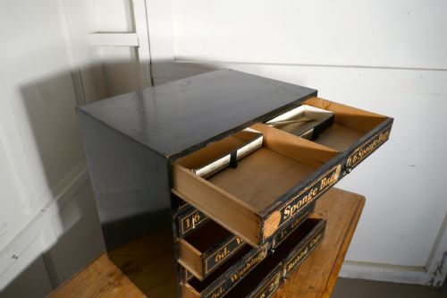 fig 2. 19th Century Chemist Shop Drawers, 7 Drawer Pharmacists Cabinet