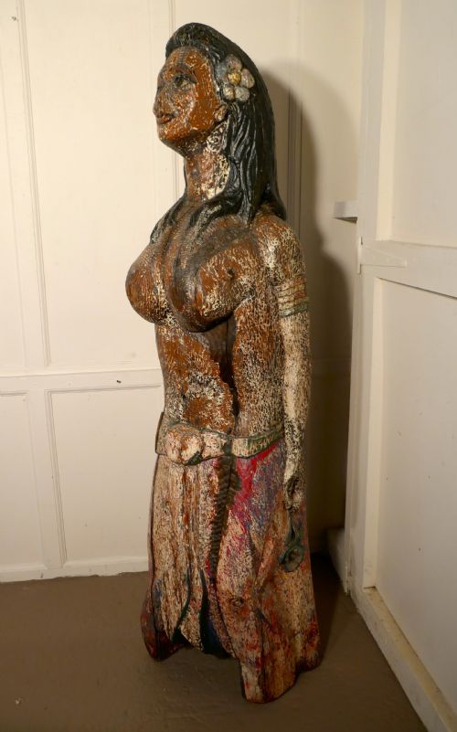 A Primitive19th Century Polynesian Ship’s Mast Head Figure, Distressed Original Paint