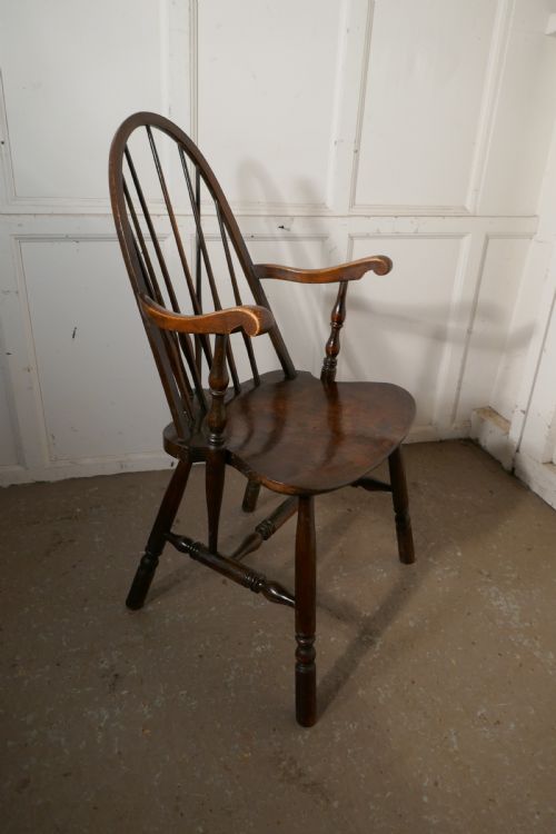 Arts and Crafts High Back English Windsor Carver Chair,