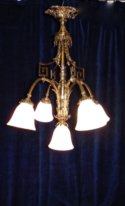 fig 1. A French Gilded Brass Rococo Chandelier