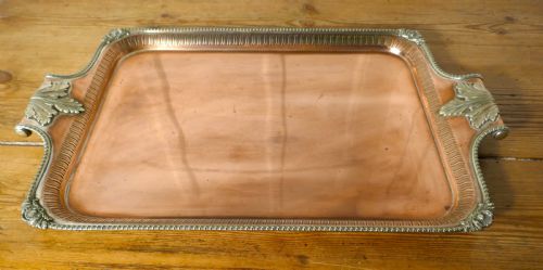 Large 19th Century Silver Plated Tray with Pierced Gallery