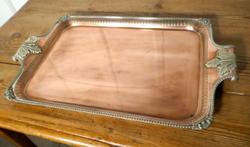 fig 1. Large 19th Century Silver Plated Tray with Pierced Gallery 