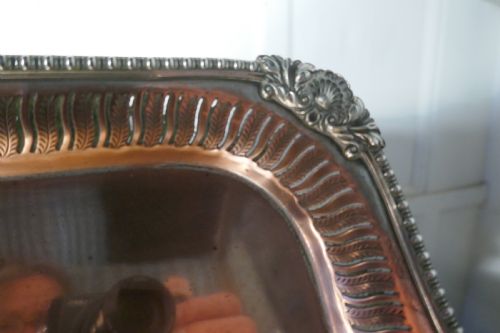 fig 3. Large 19th Century Silver Plated Tray with Pierced Gallery 