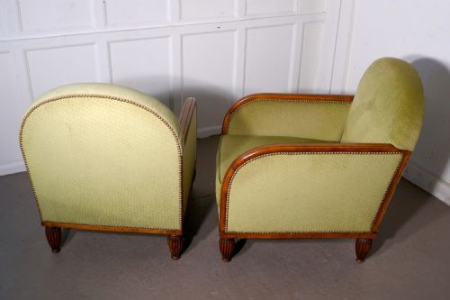 fig 4. A Pair of French Art Deco Walnut Upholstered Club Chairs