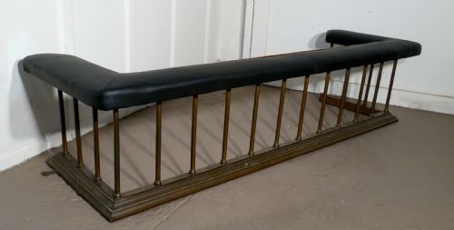 Very Large 19th Century Brass and Leather Club Fender