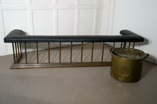 fig 4. Very Large 19th Century Brass and Leather Club Fender