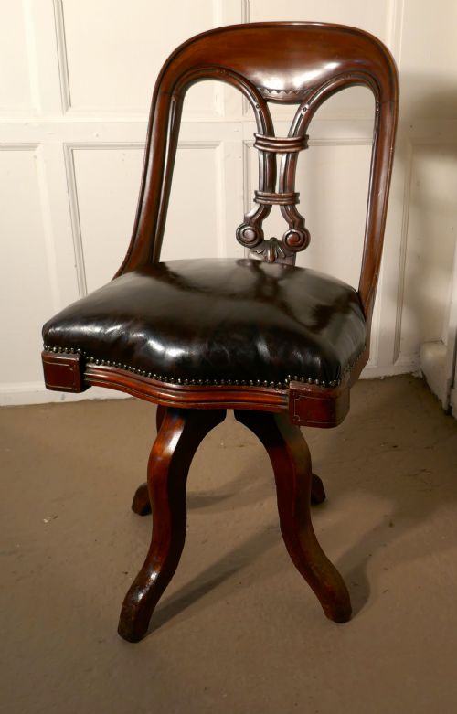 A Victorian Swivelling Mahogany Office Chair or Desk Chair