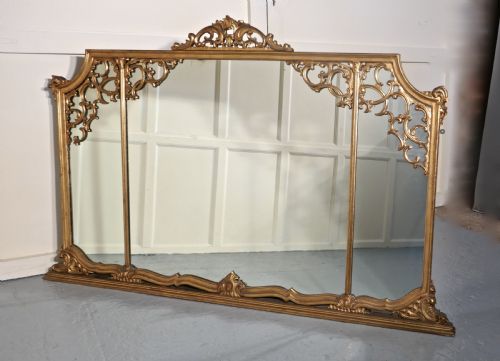 Very Large 19th Century Adams Style Gilt Over Mantle Wall Mirror