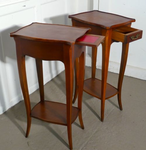 Unusual Pair of 19th C French Mahogany Pedestal Tables
