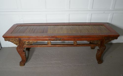 fig 1. Oriental Long Low Table, Red Lacquered & Bamboo Coffee Table