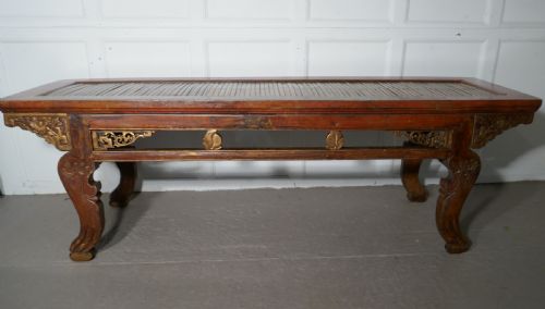 fig 2. Oriental Long Low Table, Red Lacquered & Bamboo Coffee Table