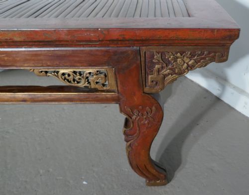 fig 3. Oriental Long Low Table, Red Lacquered & Bamboo Coffee Table