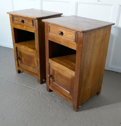 fig 3. Pair of Rustic French Country Walnut Bedside Cupboards or Night Tables