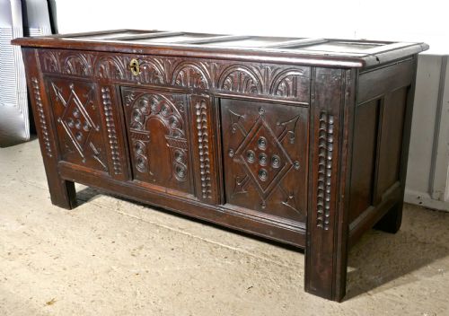 17th Century Carved Oak Coffer