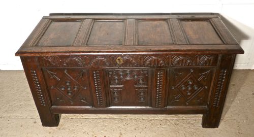 fig 4. 17th Century Carved Oak Coffer