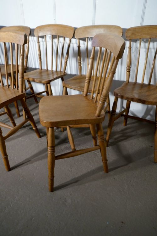fig 1. Harlequin Set of 8 Victorian Beech & Elm Country Kitchen Chairs
