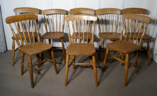 Harlequin Set of 8 Victorian Beech & Elm Country Kitchen Chairs