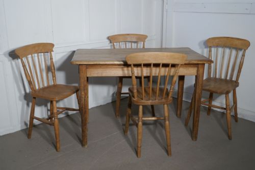 fig 1. Harlequin Set of 4 Victorian Beech & Elm Country Kitchen Chairs
