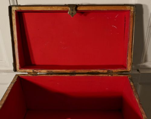 fig 1. Leather and Brass Studded Treasure Chest or Jewellery Box 1878
