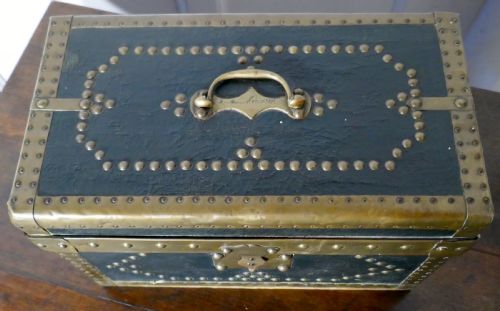 fig 2. Leather and Brass Studded Treasure Chest or Jewellery Box 1878